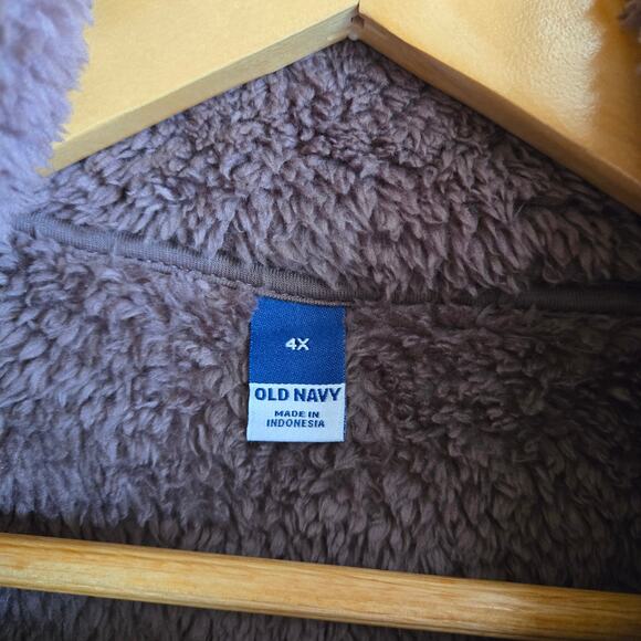 Old Navy High Neck Half Zip Sherpa Sweatshirt Mythical Brown Fuzzy Teddy NWT 4X - Picture 4 of 6
